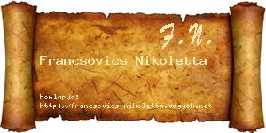 Francsovics Nikoletta névjegykártya